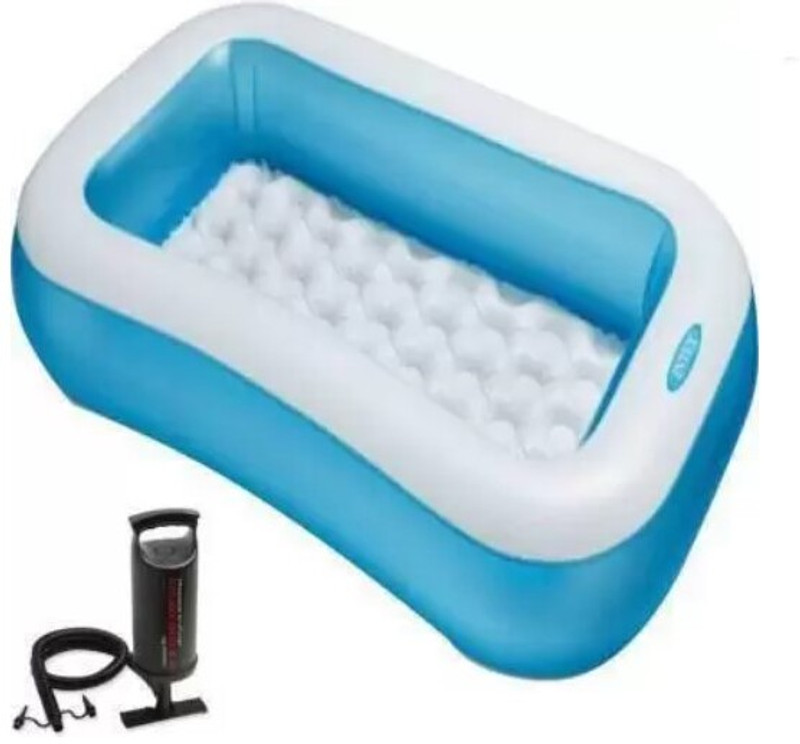 TinyTales Combo 5.5 Feet Inflatable Bath Tub with Air Hand Pump (Blue) Inflatable Swimming Pool(Blue)