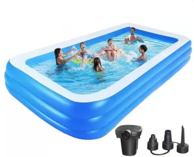 HornFlow 10 feet Big Size Swimming Pool Tub for Kids and Adults Inflatable Swimming Pool(Blue)