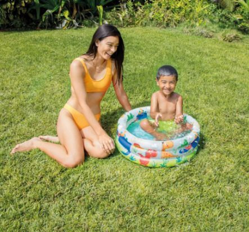 KinderTales PVC Dino Buddies 3 Ring Inflatable Kiddie Pool With Free Pump Inflatable Swimming Pool(Multicolor)