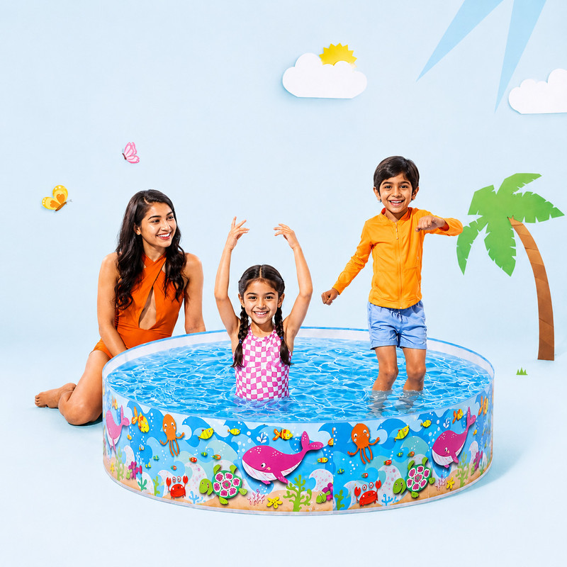 LIVORA Swimming Pool for kids 5 ft Big Bathtub for Child & Baby Summer Water Play Inflatable Swimming Pool(Multicolor)