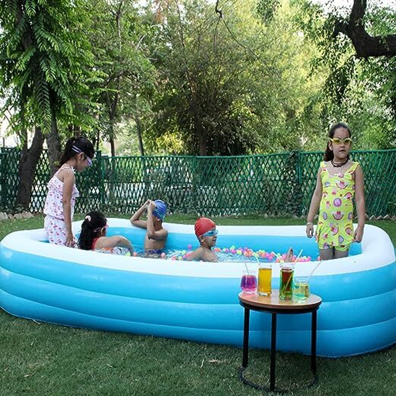 Intelligent L 10 feet Big Size Swimming Pool Tub for Kids and Adults Inflatable Swimming Pool(Blue)