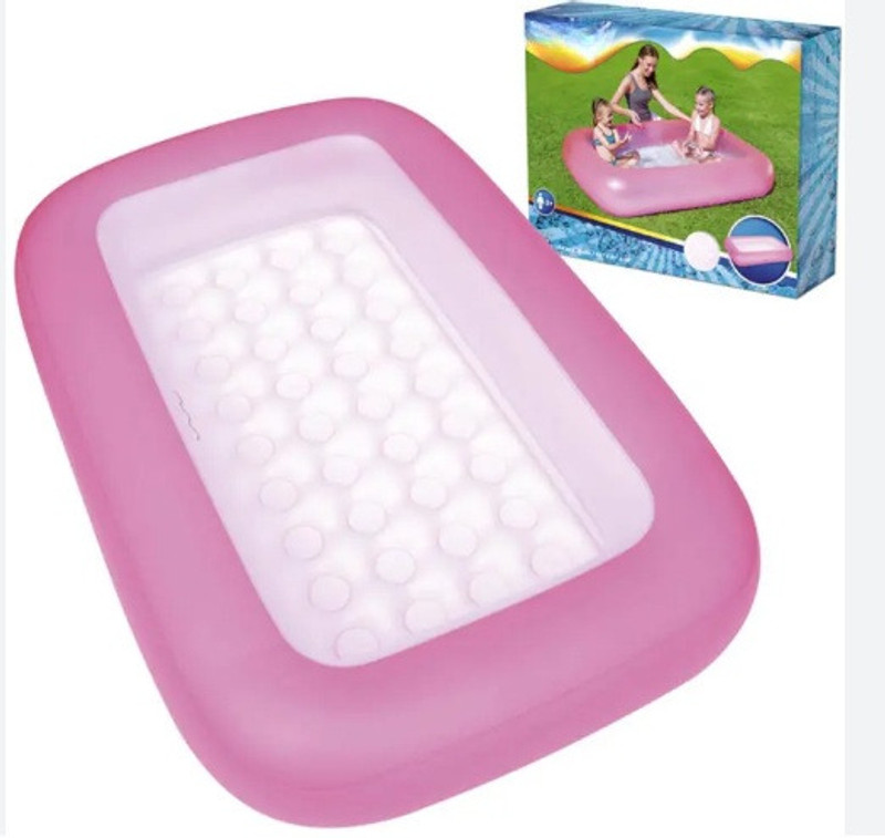 Tiny Tales Inflatable Aqua Babes Pool Water Capacity 102 LTR. | 65" x 41" x 10" inches Inflatable Swimming Pool(Pink)