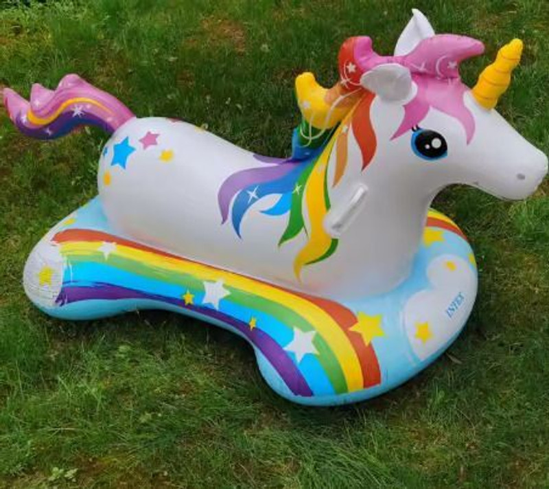 KinderTales Inflatable unicorn for swimming 163x86 cm Inflatable Swimming Safety Tube(Multicolor)