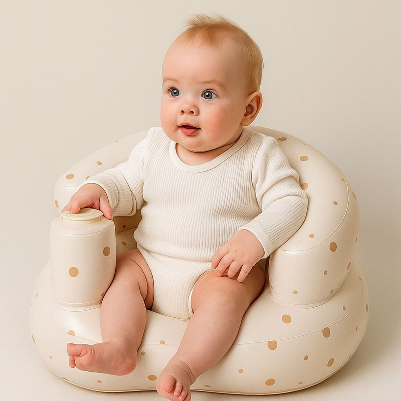 RASTER-TEX Inflatable Baby Sofa Seat with Backrest Inflatable Sofa/ Chair(DOT-PRINT)