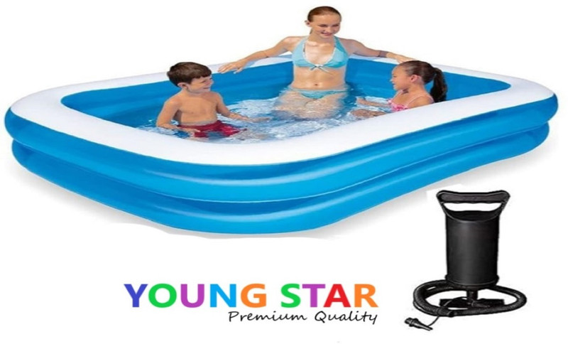 YOUNG STAR Summer Special Premium Quality 7FEET JUMBO Family ADULTS AND KID BATH TUB Inflatable Swimming Pool, Inflatable Toy Pump(Blue)