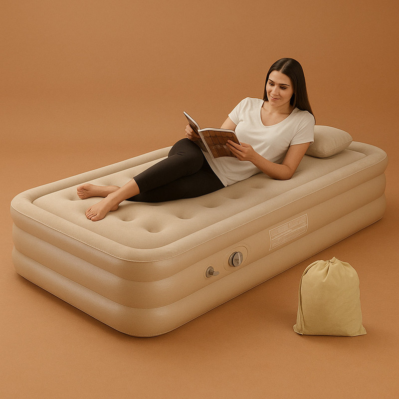 TAVRO DreamRest Inflatable Bed for Ultimate Relaxation Inflatable Bed(Beige)
