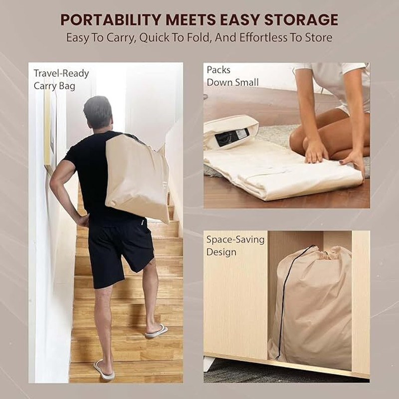TAVRO Inflatable Air Bed with Built-in Pump | Portable Sleeping Mattress Inflatable Bed(Beige)