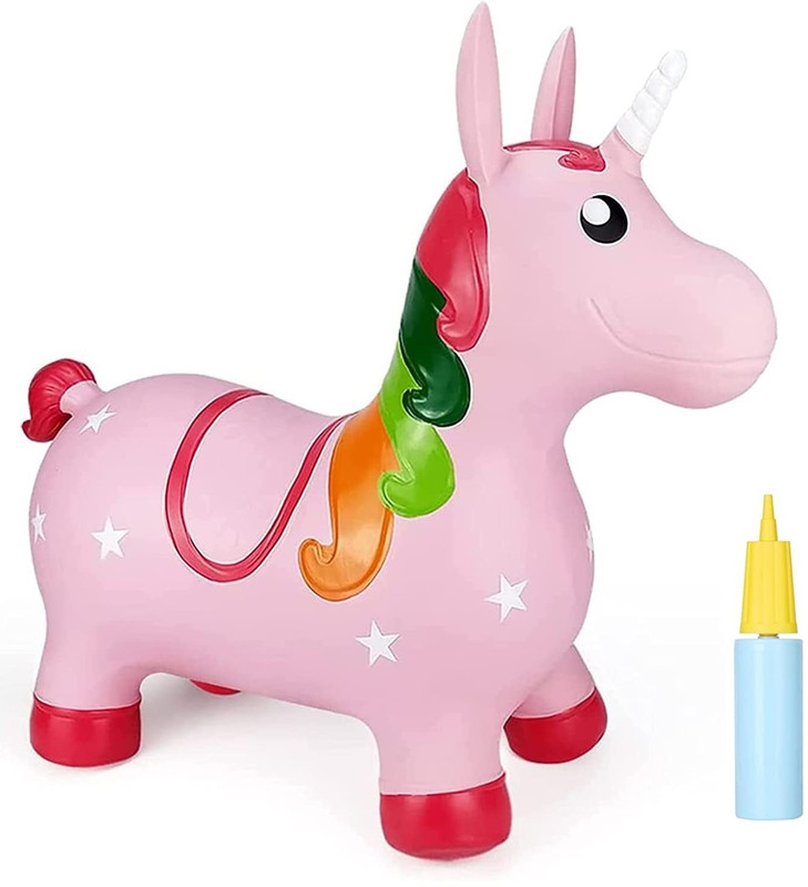 MY BABY LOVE A PERFECT CARE Inflatable-Unicorn Bouncy Hopper Toy for Kids Jumping Ride On Animal White Inflatable Hoppers & Bouncer(White)