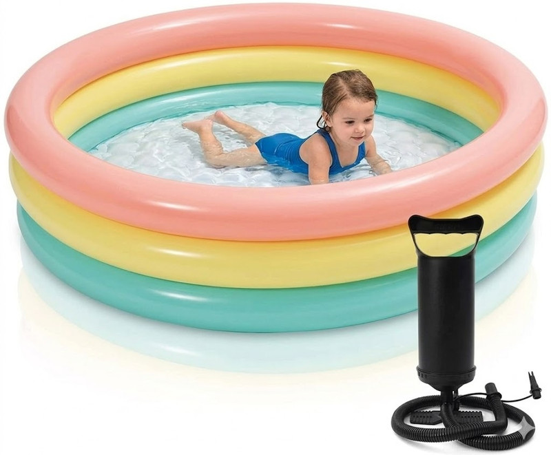 NZENTERPRISE 2 Feet Baby Swimming Tub with Air Pump for Indoor Outdoor Water Fun Inflatable Swimming Pool(Multicolor)