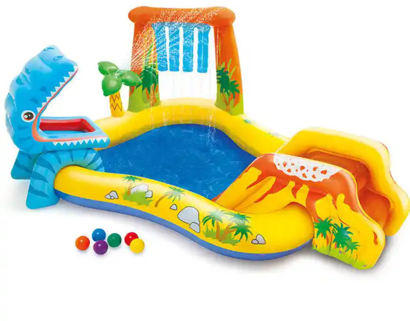 Intelligent Inflatable Children Rainbow Kiddien Pool With Water Slide With Pump Inflatable Swimming Pool(Multicolor)