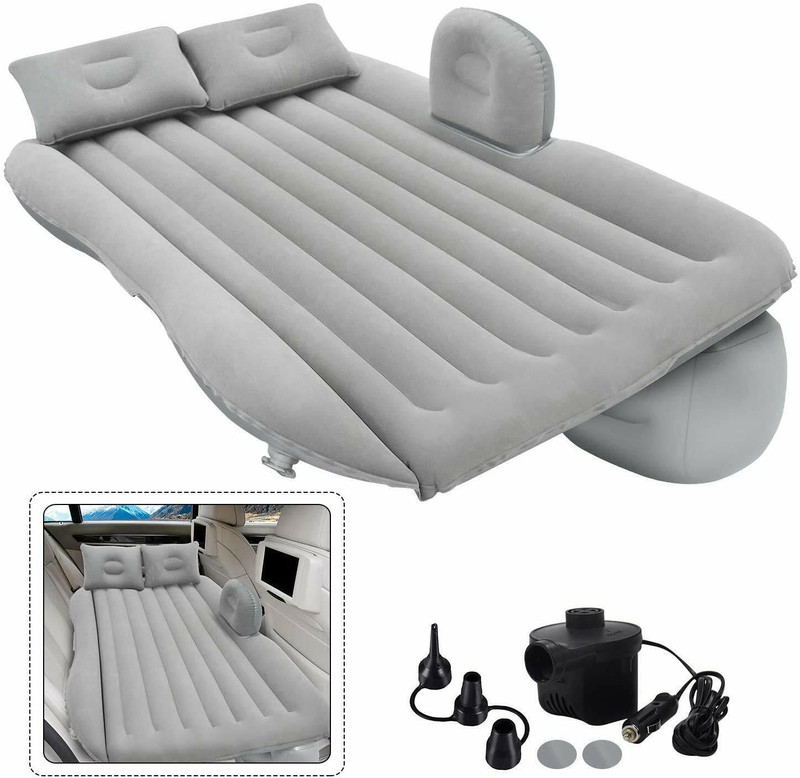 varnirajimportexport CAR BED_GRAY Premium Car Air Mattress|Car Inflatable Bed with Electric Pump & 2 Air Pillow Car Inflatable Bed(Universal For Car)