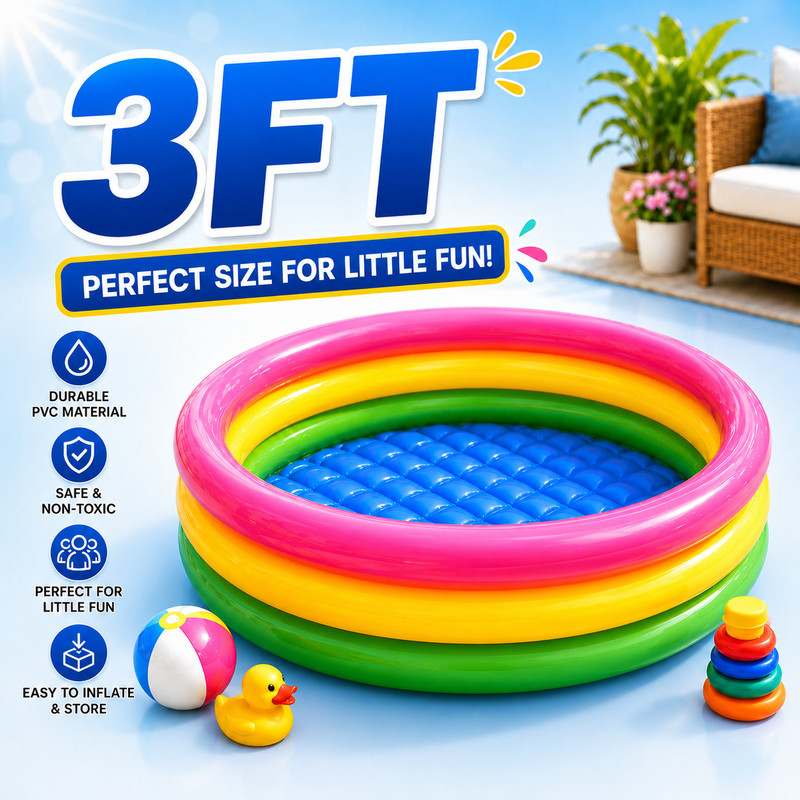 Buddynjoy Swim Pool Baby Bath Tub Round Air Pool for Kids Inflatable Swimming Pool(Multicolor)