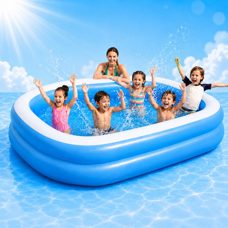 Buddynjoy 6.7ft Pool for Kids & Adults, Portable Bathtub 450L Capacity Inflatable Swimming Pool(Blue)