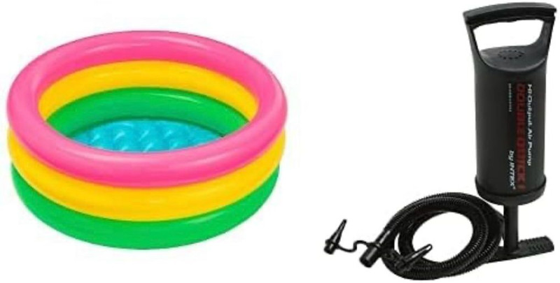 MOWBILLI 2ft Baby Pool Bath Water Tub for Kids, Kid’s Swimming Tub with Air Pump Inflatable Inflatable Toy Pump(Rainbow)