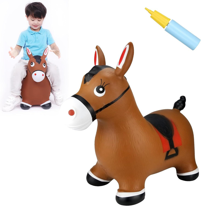 Dwiti Enterprise Inflatable Jumping Horse Bouncing Horse Hopper Animal Toy for Kids Inflatable Inflatable Inflatable Toy Pump(Brown)