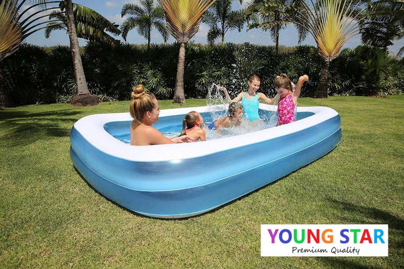 ECOM BHARAT Premium 6.7 FEET (2.01m) LENGTH,5.9 FEETS (1.50m) BREATH AND 51CM HEIGHT. Inflatable Swimming Pool, Inflatable Toy Pump(Hand Air Pump BLUE)
