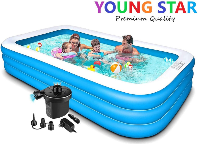 Littlebloom PVC Swimming Pool With PumpLittlebloom7048 Inflatable Swimming Pool, Inflatable Toy Pump(Electric Pump BLUE)