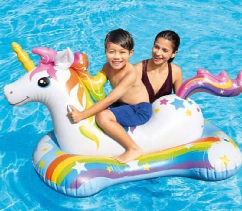 HornFlow Inflatable Magic ( IND *9856) Unicorn Riding Horse Inflatable Swimming Safety Tube(Multicolor)