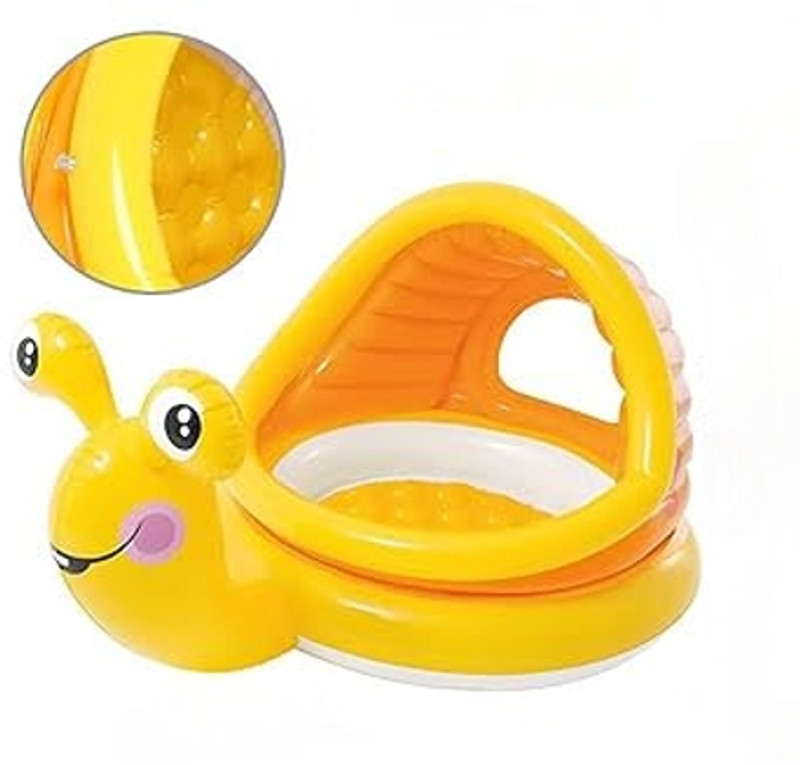 KinderTales Inflatable Pool with Built-in (IND*6291) Sunshade for Kids With Free Pump Inflatable Swimming Pool(Yellow)