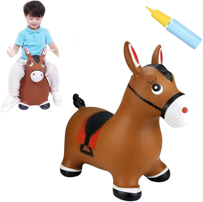 Avanizylora Inflatable Jumping Horse Bouncing Horse Hopper Animal Toy for Kids Inflatable Inflatable Inflatable Toy Pump(Brown)