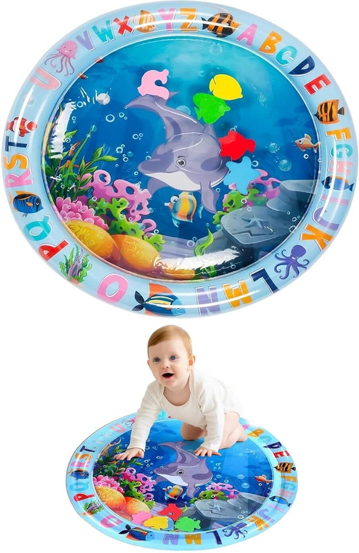 Muren Baby Toddler Kids Tummy Time Water Play Mat Fun Activity BPA Free round Inflatable Swimming Mats(Blue)