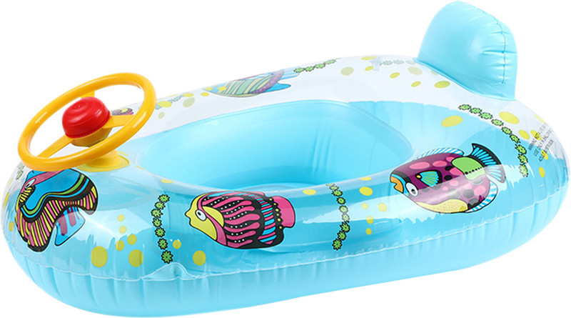 PROBEROS Kids Inflatable Swimming Ring With Cartoon Steering Wheel & Horn Inflatable Pool Accessory(Blue)
