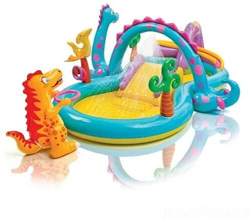 Intelligent DINOLAND (IND*45) PLAY CENTER POOL WITH SLIDER Inflatable Swimming Pool(Multicolor)