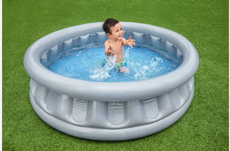 Intelligent Family Swimming Pool Inflatable(IND*41589) Swimming Lounge Inflatable Swimming Mats(Silver)