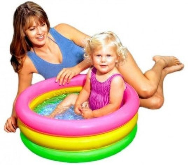 Intelligent baby Pool 3 Colour Ring Outdoor Activity Paddling Pool With Free Pump Inflatable Swimming Pool(Multicolor)