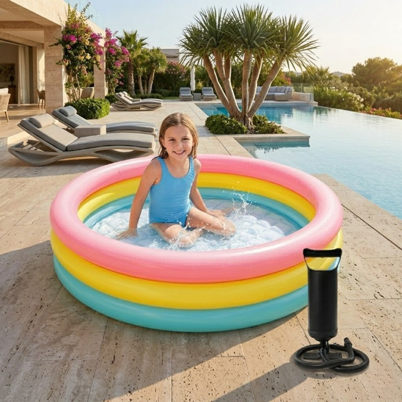 NZENTERPRISE 3 Feet Kids Inflatable Swimming Pool with Portable Hand Air Pump Inflatable Swimming Pool(Multicolor)