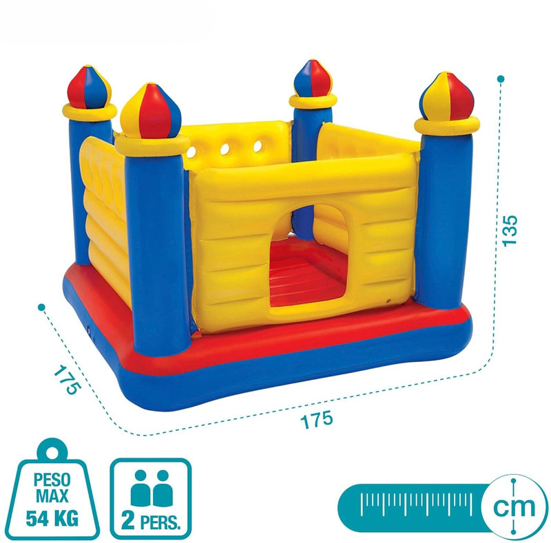 Tiny Tales NEW IN BOX INTEX JUMP-O-LENE CASTLE BOUNCER WITH PUMP Inflatable Hoppers & Bouncer(Multicolor)