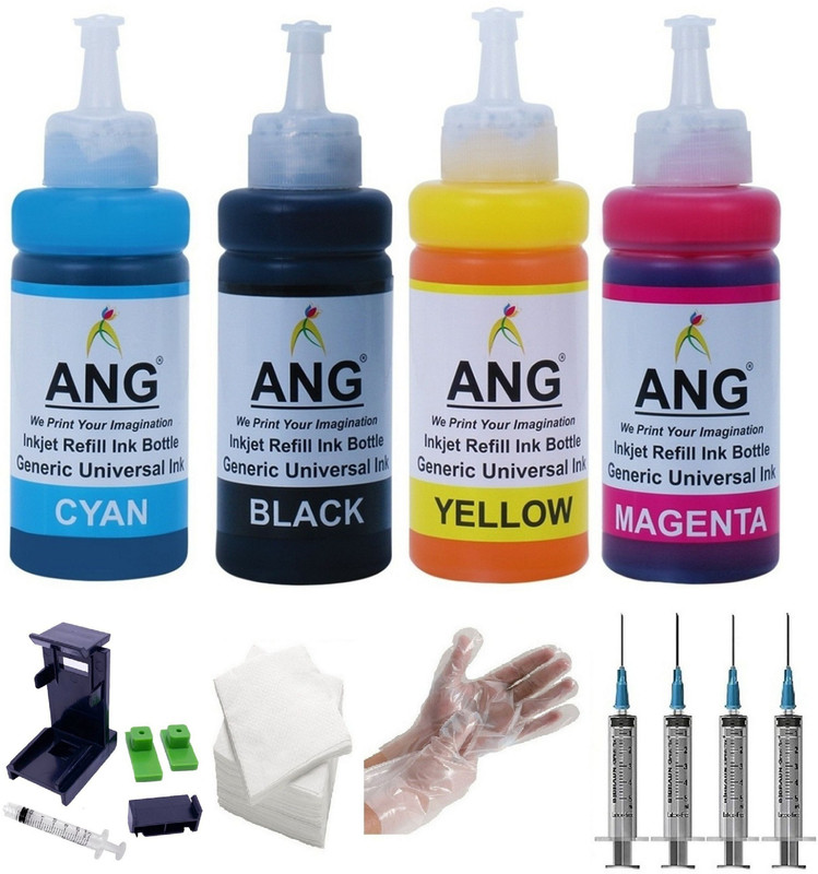 Ang Dye Ink for HP 805,803,680,& Canon PG88,PG740 – Easy to Refill, Long-Lasting Ink Black + Tri Color Combo Pack Ink Cartridge