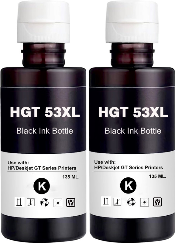 spotink GT 53XL Refill ink Compatible for HP Deskjet GT5810 GT5820 Printer Black - Twin Pack Ink Bottle