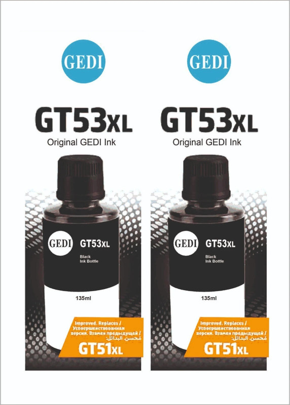 Gedi GT53XL 135-ml Black for All HP Ink Tank Printer 315, 316, 319, 416, 500, 508 Black - Twin Pack Ink Bottle
