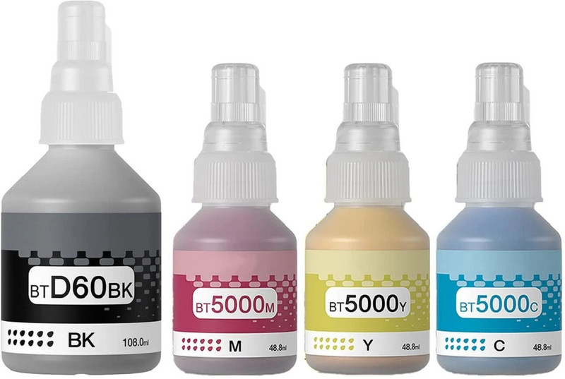 Gedi Ink Compatible for Brother BT6000Bk/BT5000 DCP T310,T300,T510,T500,T910 Printer Black + Tri Color Combo Pack Ink Bottle
