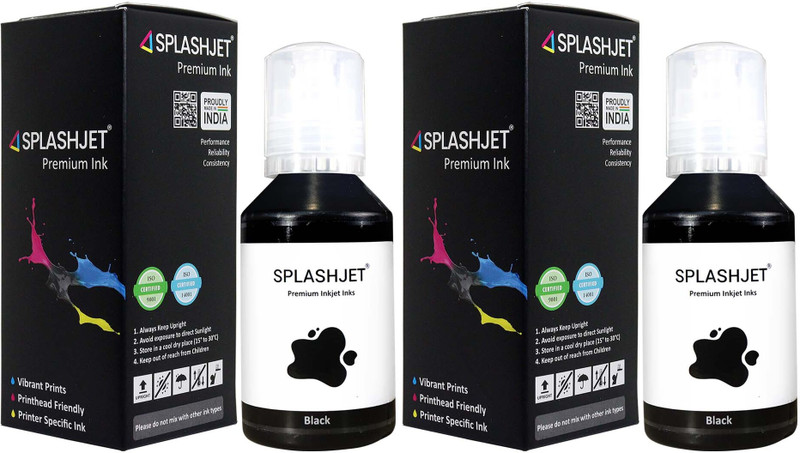 Splashjet T005 Refill Ink for EP M1100, M1120, M1140, M1170, M1180 Printer - (120gm x 2Bk) Black Ink Bottle