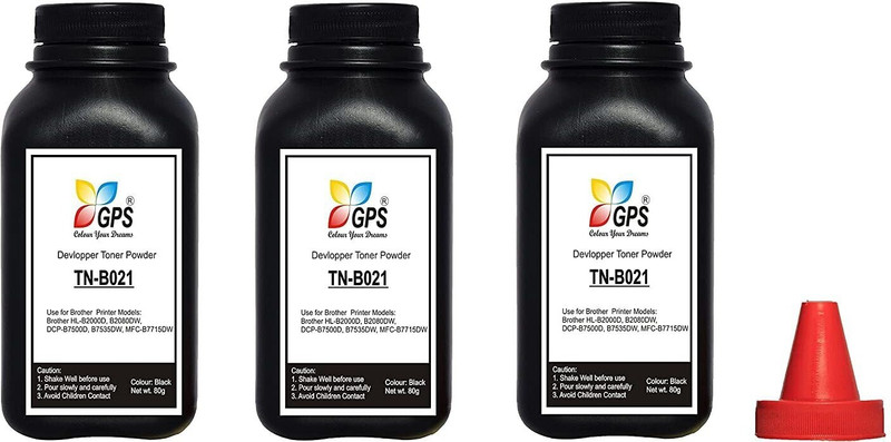 GPS Colour Your Dreams B021 for TN-B021 Toner Powder Refill Comptible for Brother ( Pack Of 3 ) Black Ink Toner Powder