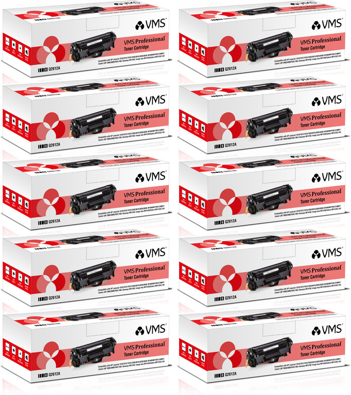 VMS Refillable Toner Cartridge 3312 12A/Q2612A - Pack Of 10 Black Ink Toner