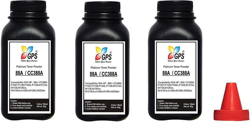 GPS Colour Your Dreams 88A / CC388X Toner Powder for HP Laser Printers P1007, P1106, P1108, P1008 Black Ink Toner Powder