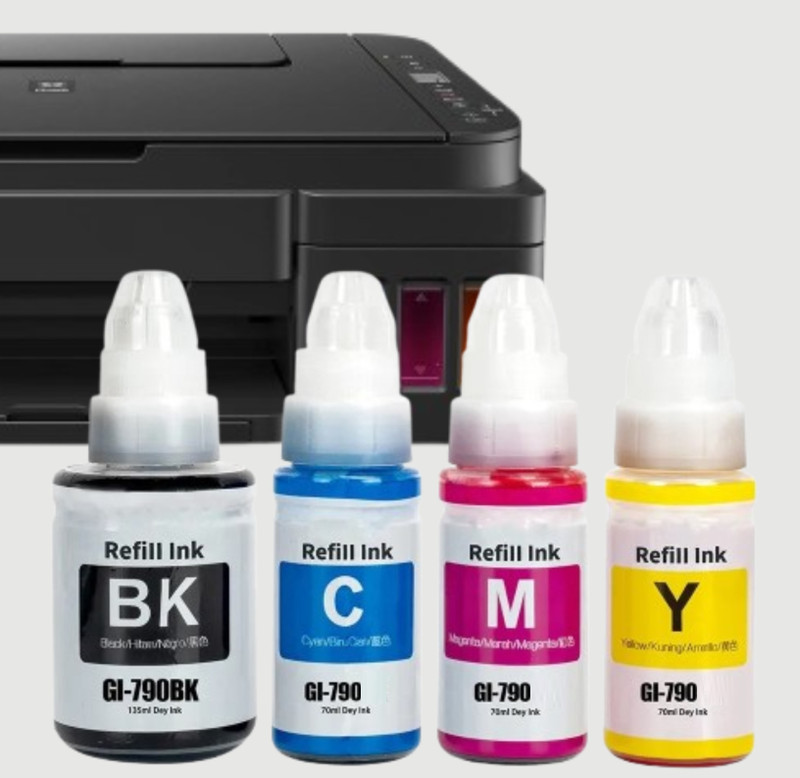 Haedlink Canon Ink for PIXMA GI 790-G1000,G2000,G3000,G4000,G2010,G3010 Pack of 4 Black + Tri Color Combo Pack Ink Bottle