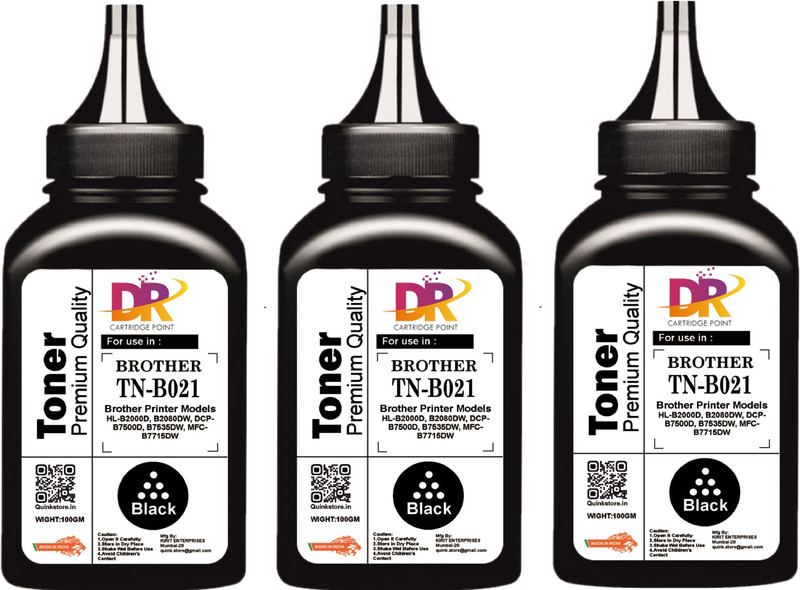 DR CARTRIDGE POINT TN-B021 Toner Powder Refill for DCP-B7530DN/DCP - B7500D (3 Bottle) Black Ink Toner Powder
