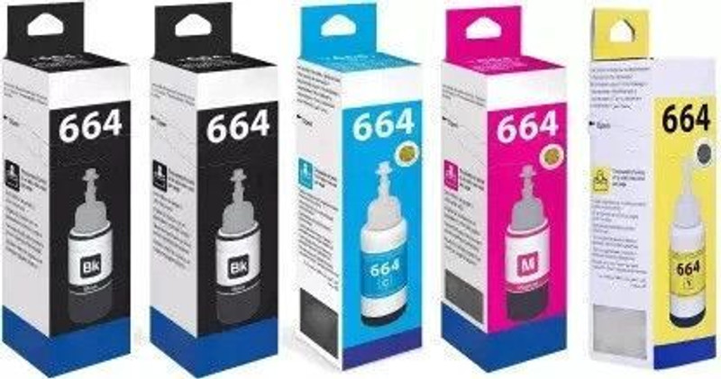 CHAWDA 664 Ink Compatible With L100 , L110 , L130 , L200, L300 Black + Tri Color Combo Pack Ink Bottle