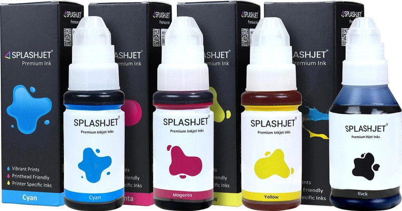 Splashjet Refill GI 790 Ink for Pixma G2010, G3010 - 503465 Black + Tri Color Combo Pack Ink Bottle