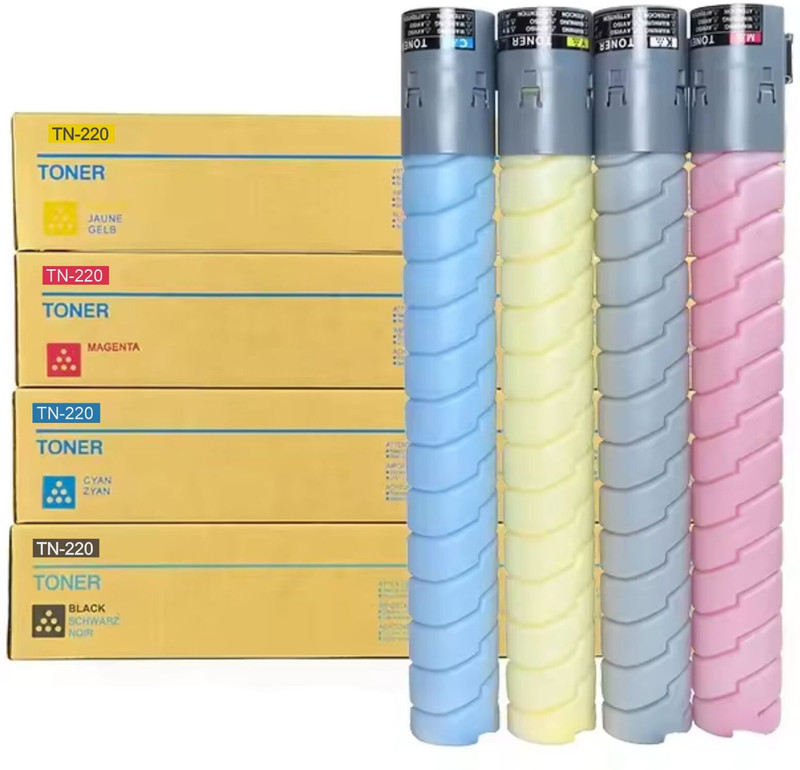 Tack TN-220 Black, Cyan, Yellow, Black + Tri Color Combo Pack Ink Toner