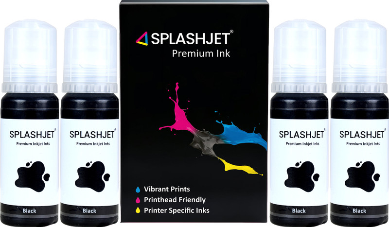 Splashjet 003 Ink for EP L3110, L3150, L3210 Printer -(70gm x 4 Black Color Set) - 502720 Black Ink Bottle