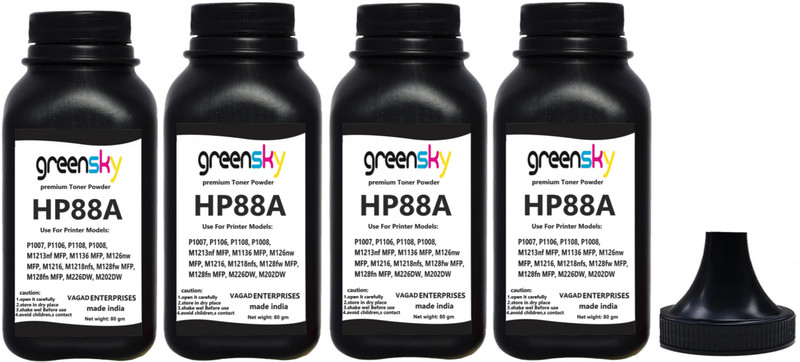 GREENSKY Toner Powder Compatible for 88A 78A 85A Cartridges 80 Gram Black Ink Toner