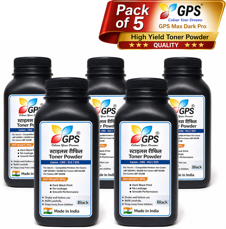 GPS Colour Your Dreams CRG-925 / 912 Toner Powder for Canon LBP 6018B 3010B | Extra Dark Print | Black Ink Toner Powder