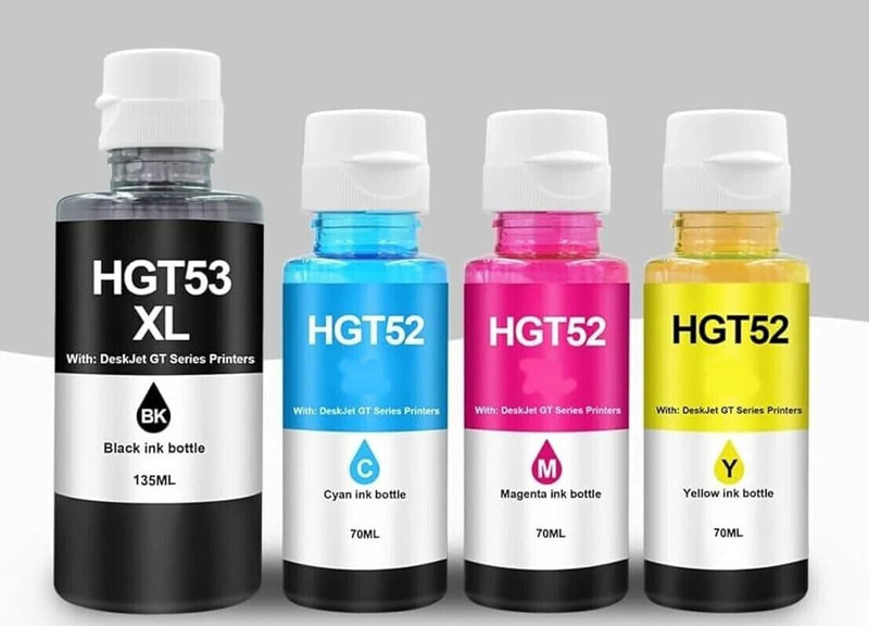 Gres GT 53XL & 52 Refill Ink Bottle for HP Ink Tank 115 310 315 319 410 Printer Black + Tri Color Combo Pack Ink Bottle