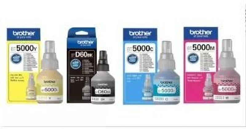 brother BT5000Y, BTD60BK, BT5000C, BT5000M Black + Tri Color Combo Pack Ink Bottle