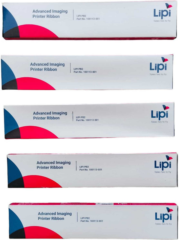 lipi Lipi PB2 / PB10 Ribbon Cartridge -(Pack of 5) Black Ink Toner